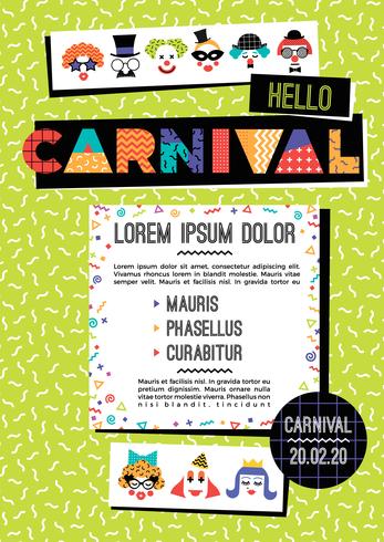 Plantilla de carnaval en estilo Memphis vector