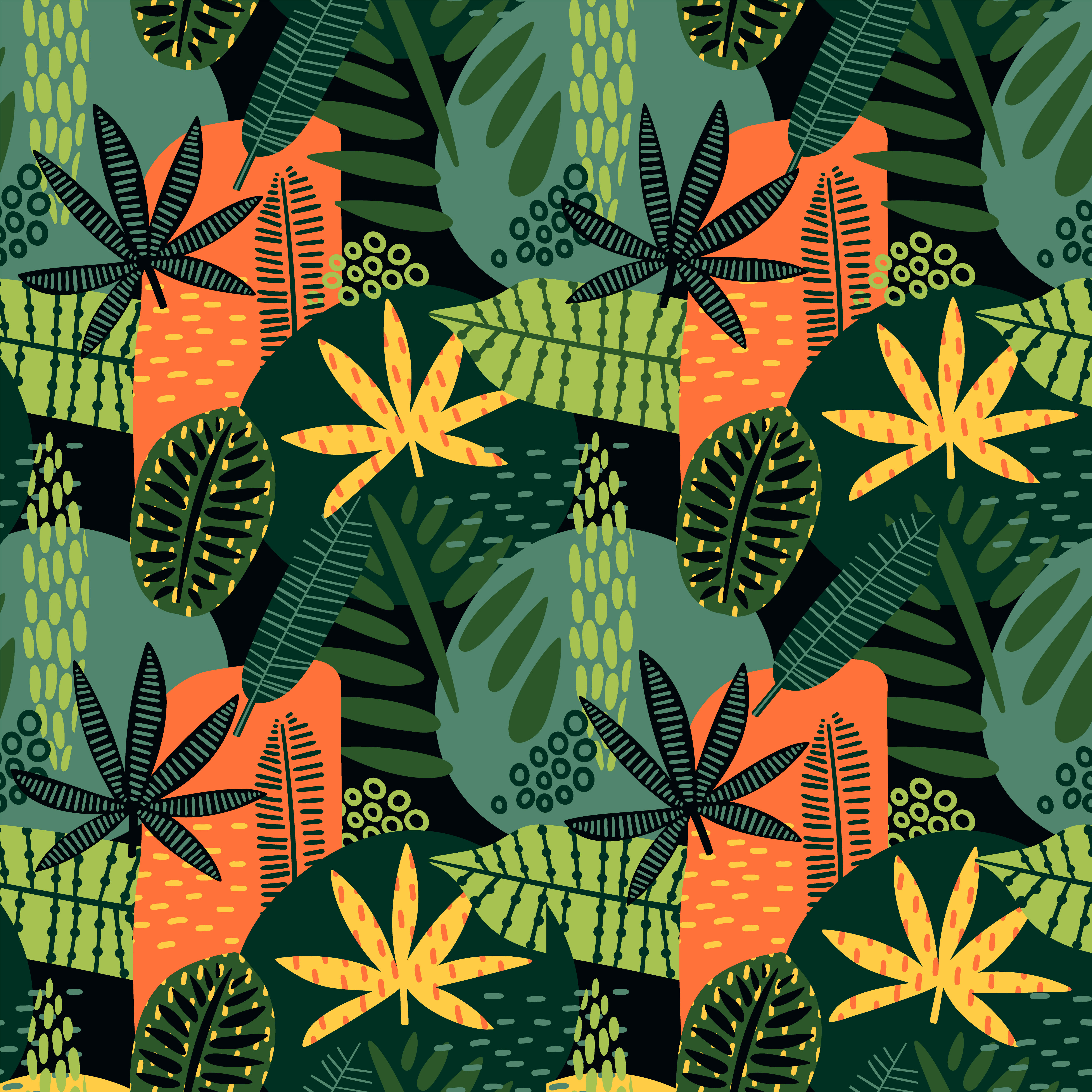 Abstract seamless pattern with tropical leaves. 276527 Vector Art at