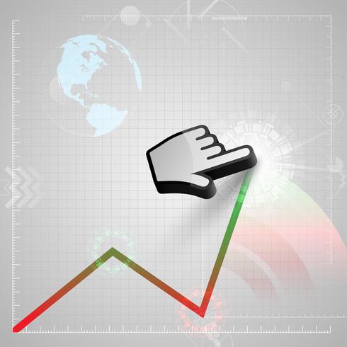 Graph and a vector cursor hand.