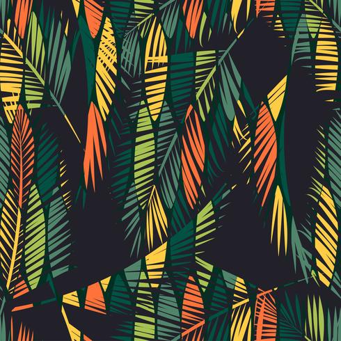 Abstract seamless pattern with tropical leaves. vector