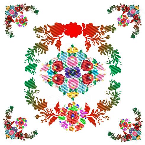 Hungarian matyo folk vector pattern