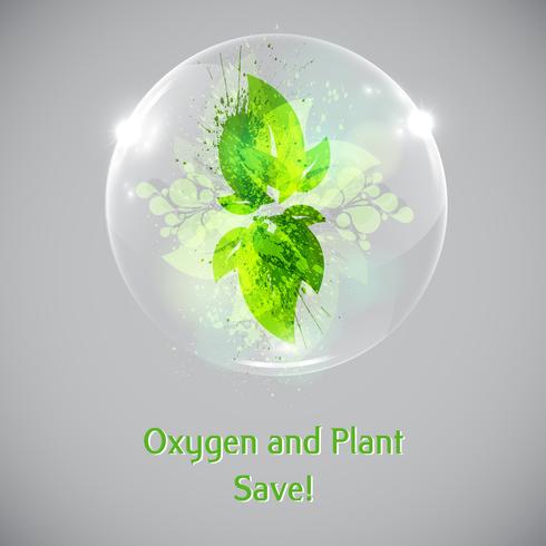 Plant and leaves in a bubble vector