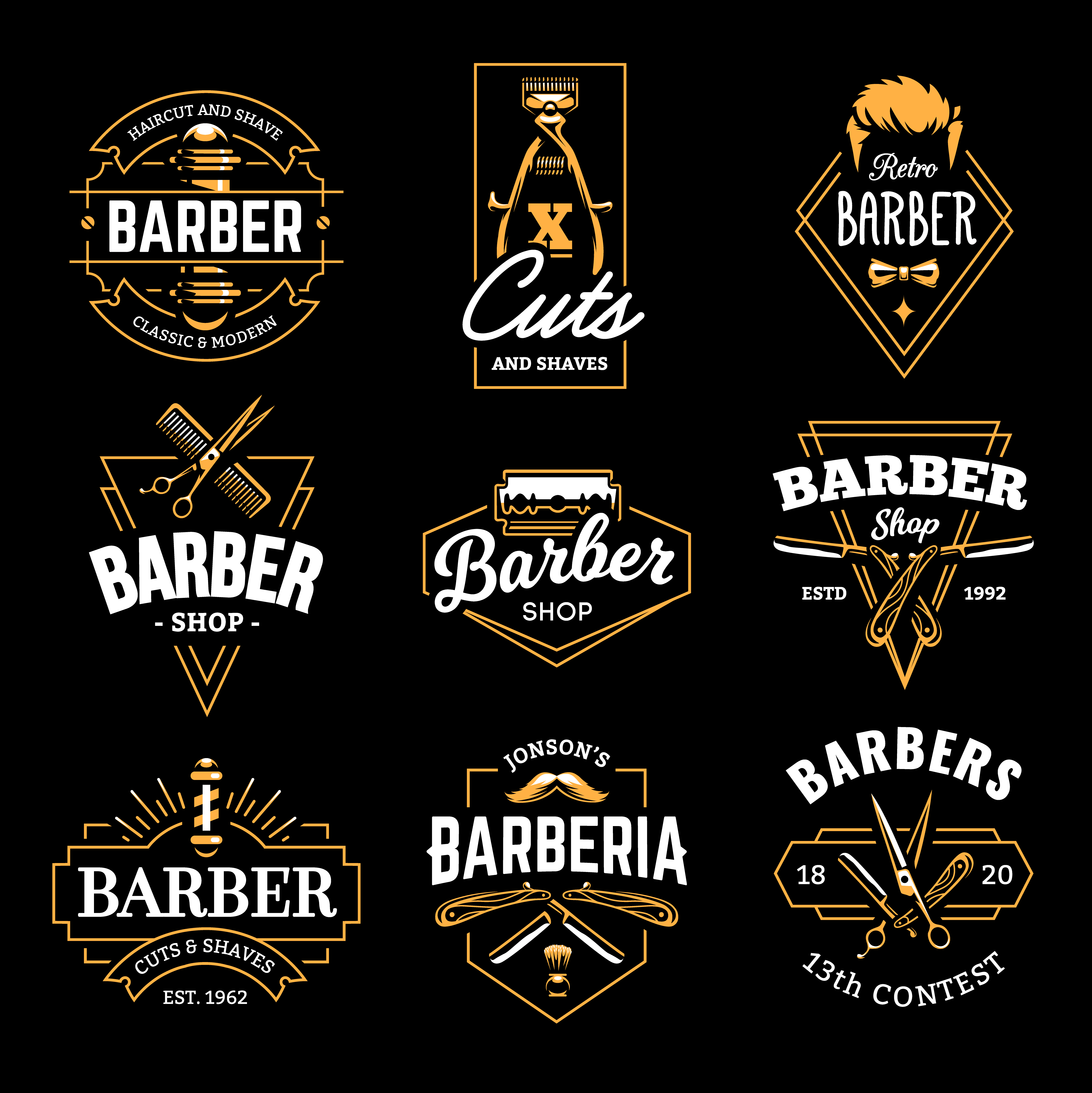 Barber Shop Vector Retro Emblems Download Free Vectors 