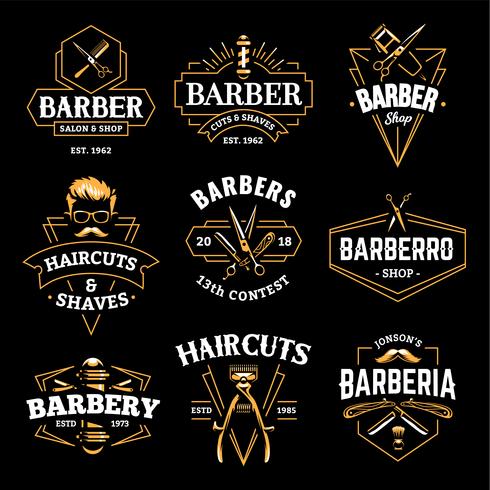 Barbería Vector emblemas retro