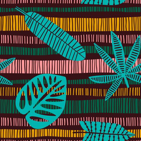 Abstract seamless pattern with tropical leaves. vector