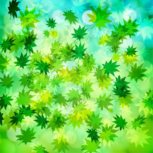 Green leaves and bokeh vector background