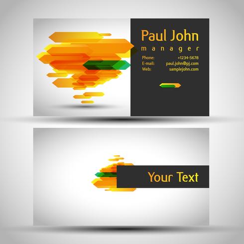 Colorful and elegant business card design with front and back side, vector