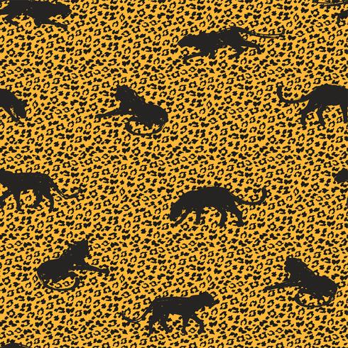 Sin fisuras patrón exótico con siluetas abstractas de leopardos. vector