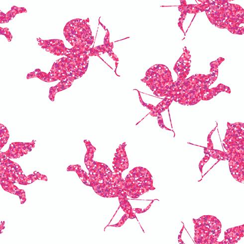 Vector seamless pattern with  glitter cupids.