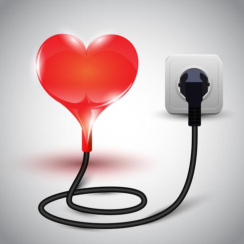 ilustración vectorial de corazón con cable de alimentación vector