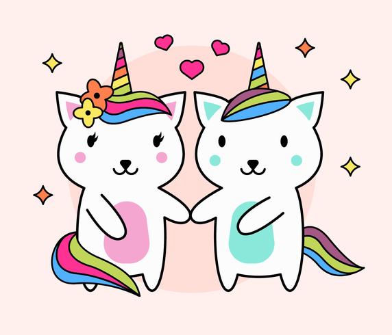 Pareja Caticorn Vector