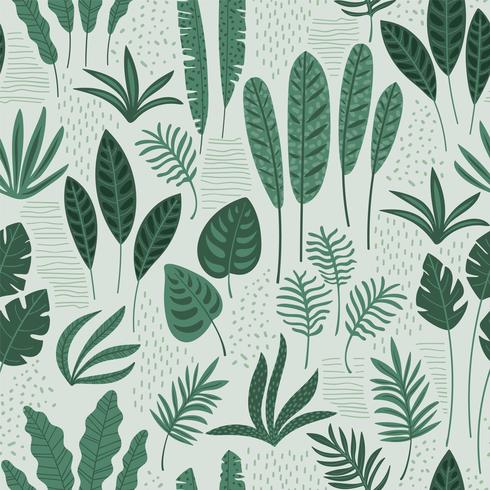 Abstract seamless pattern with tropical leaves. vector
