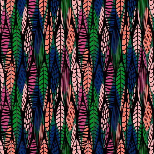 Tribal seamless pattern with abstract leaves. vector