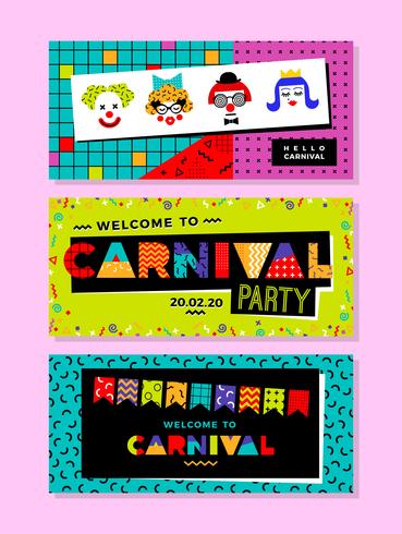 Plantillas de carnaval en estilo memphis. vector