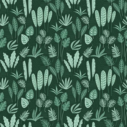 Abstract seamless pattern with tropical leaves. vector