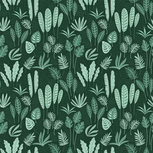 Abstract seamless pattern with tropical leaves. vector