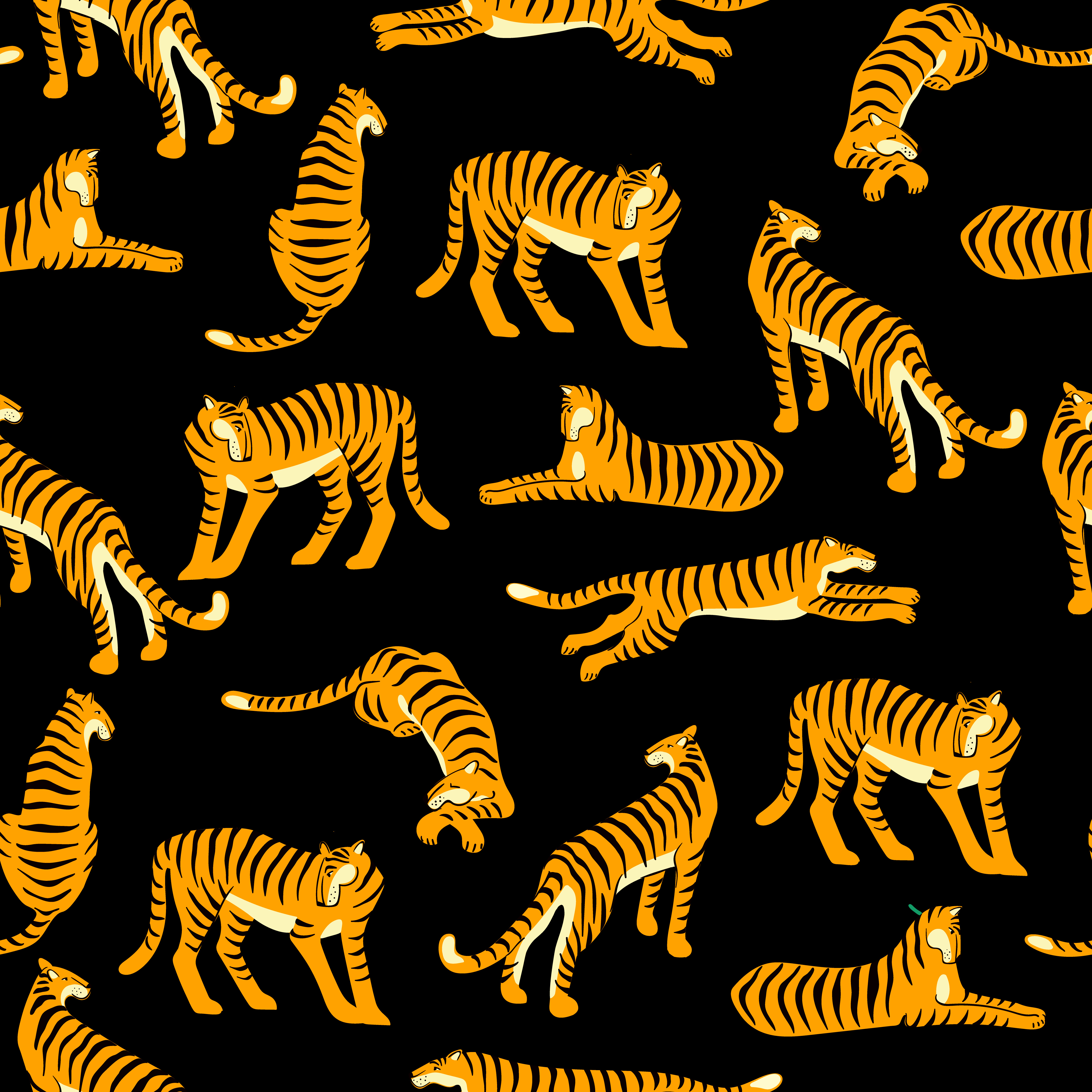 Seamless exotic pattern with tigers. Vector design. 276984 Vector Art