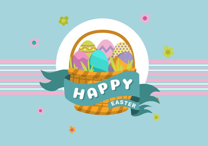 Basket Full of Easter Egg Vector background Illustration