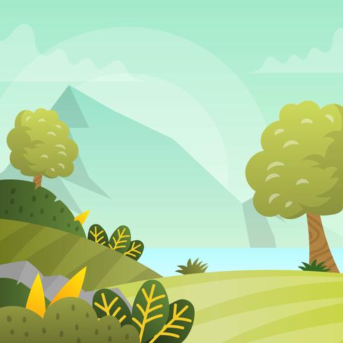 Flat Modern Spring Landscape Vector Wallpaper