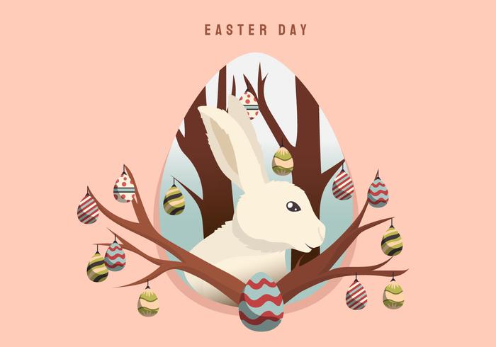 Rabbit in Easter Background Decoration Vector