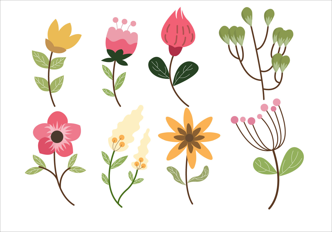 Flower Leaf Clipart Set Vector Illustration - Download ...