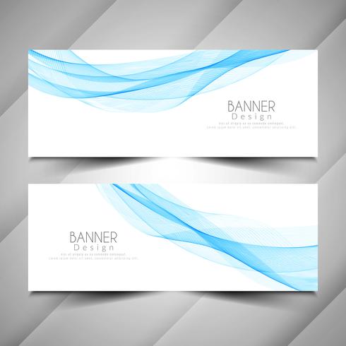 Abstract wave style elegant banners set vector