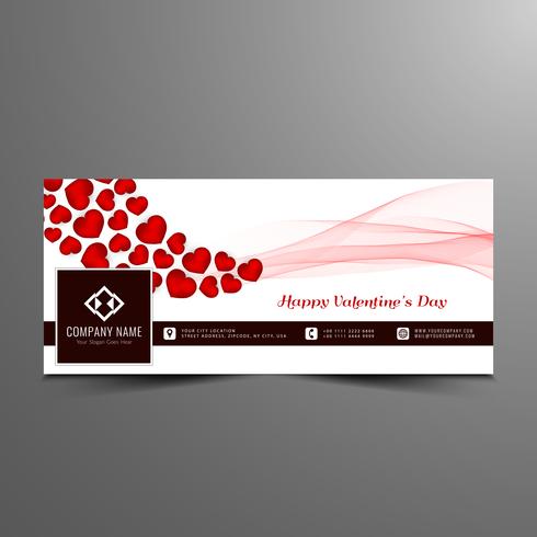 Abstract Happy Valentine's day stylish facebook timeline banner template vector