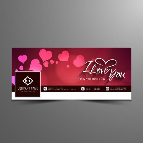 Abstract Happy Valentine's day facebook timeline banner template vector