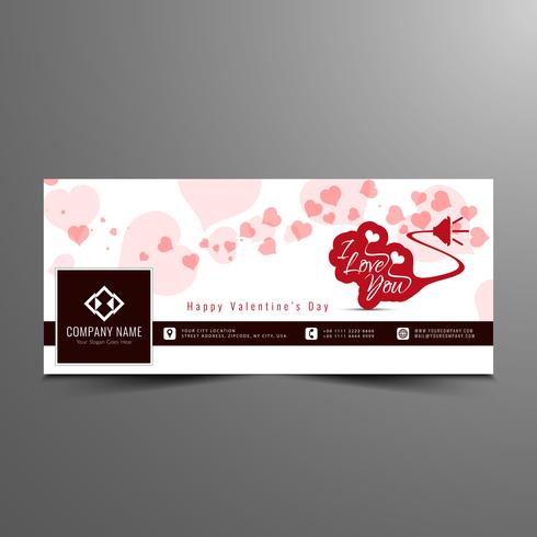 Abstract Happy Valentine's day facebook timeline banner template vector