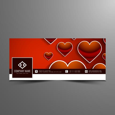 Abstract Happy Valentine's day stylish facebook timeline banner template vector