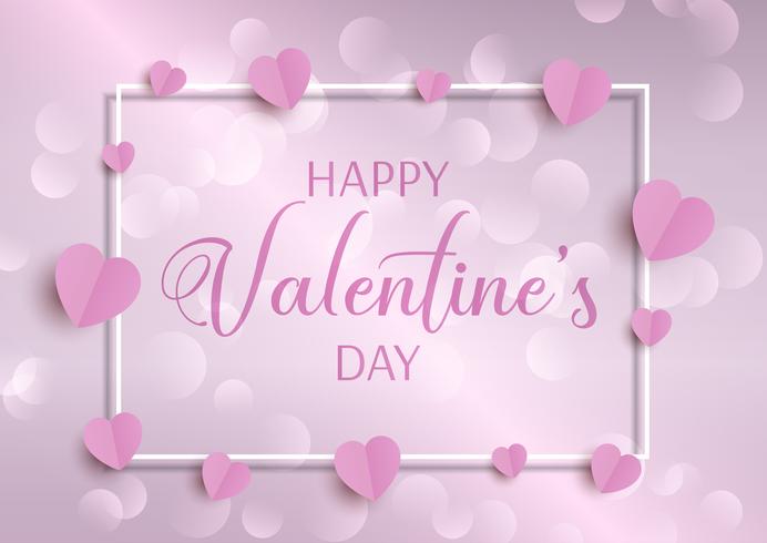 Valentine's Day background with hearts and frame vector