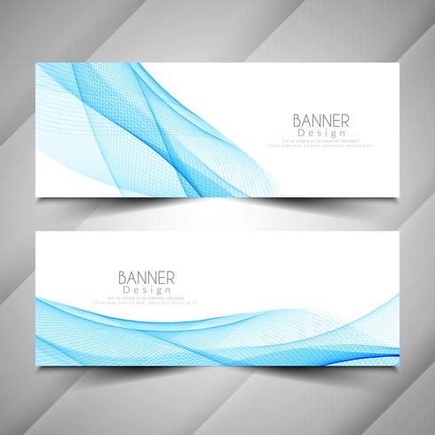 Abstract wave style elegant banners set vector