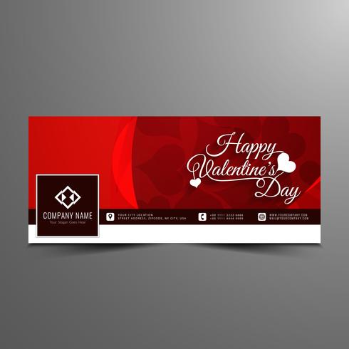 Abstract Happy Valentine's day stylish facebook timeline banner template vector