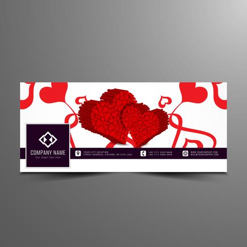 Abstract Happy Valentine's day facebook timeline banner template vector