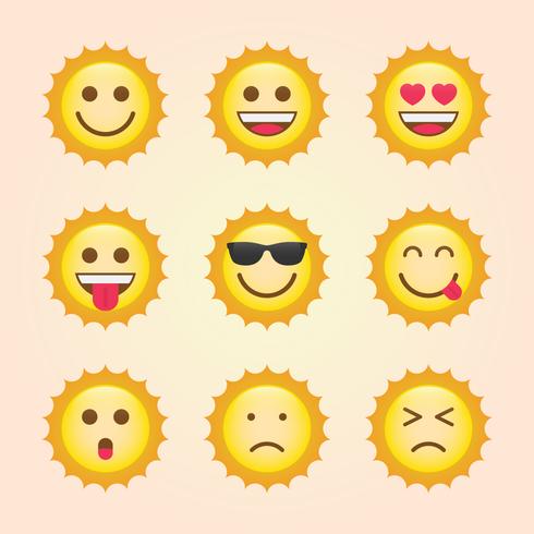 Emoticon Sun Theme Collection vector