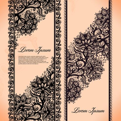 Abstract Lace Ribbon Vertical banners. vector