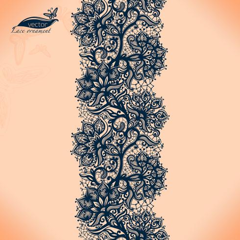 Abstract Lace Ribbon Vertical Seamless Pattern. vector