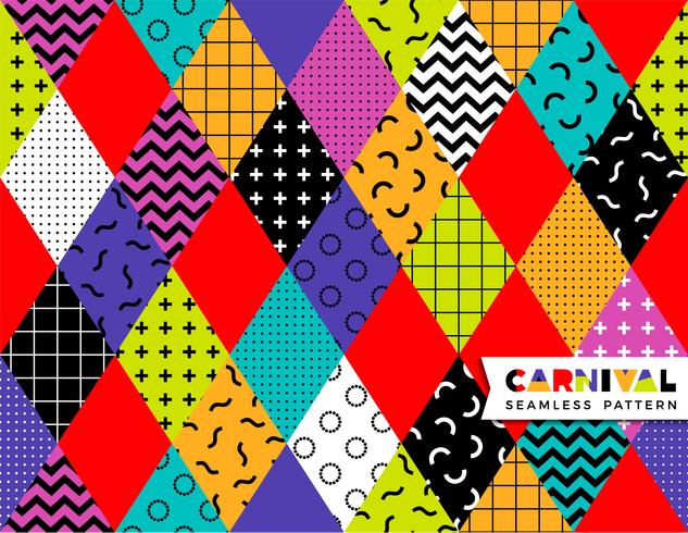 Carnival seamless pattern in Memphis style. vector