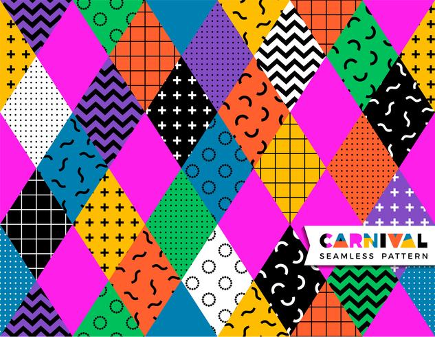 Carnival seamless pattern in Memphis style. vector