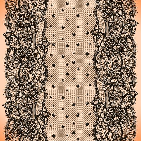Abstract lace ribbon seamless pattern with elements flowers and dots vector