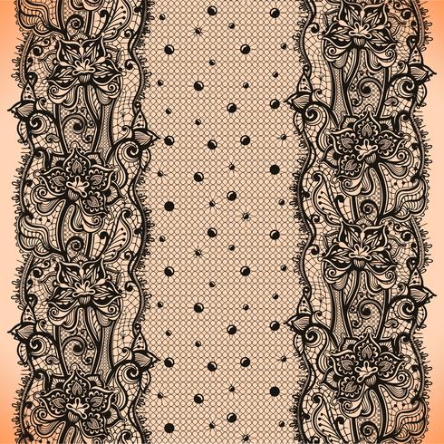 Abstract lace ribbon seamless pattern with elements flowers and dots vector