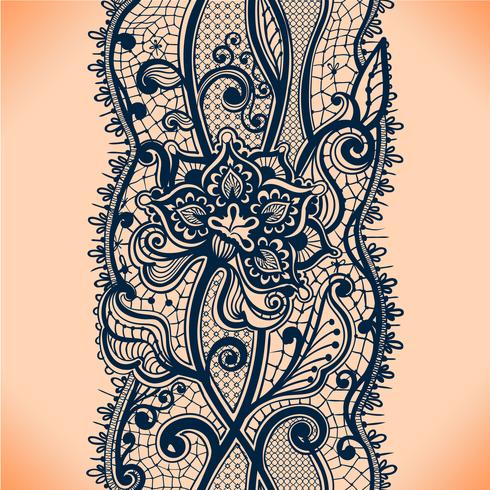 Abstract lace ribbon seamless pattern with elements flowers. vector