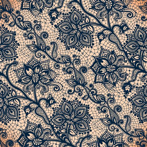 Abstract lace ribbon seamless pattern with elements flowers. vector