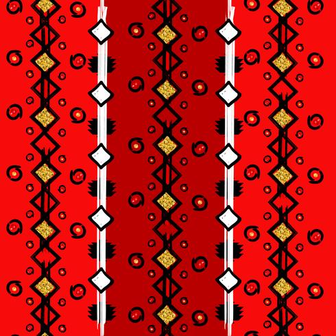 Seamless ethnic vertical pattern, zigzag lines and points vector