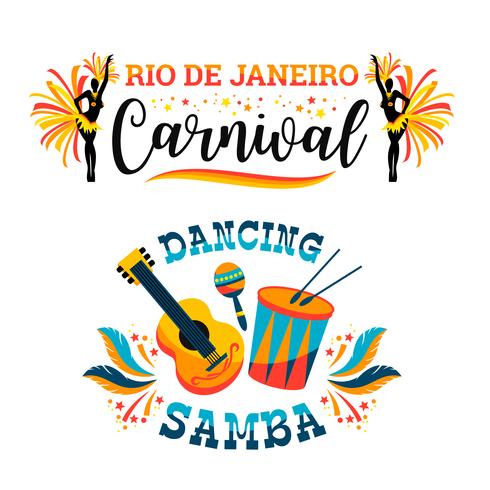 Carnaval brasileño Gran conjunto de emblemas vectoriales. vector