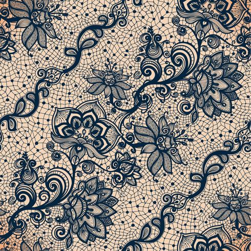 Abstract lace ribbon seamless pattern with elements flowers. vector