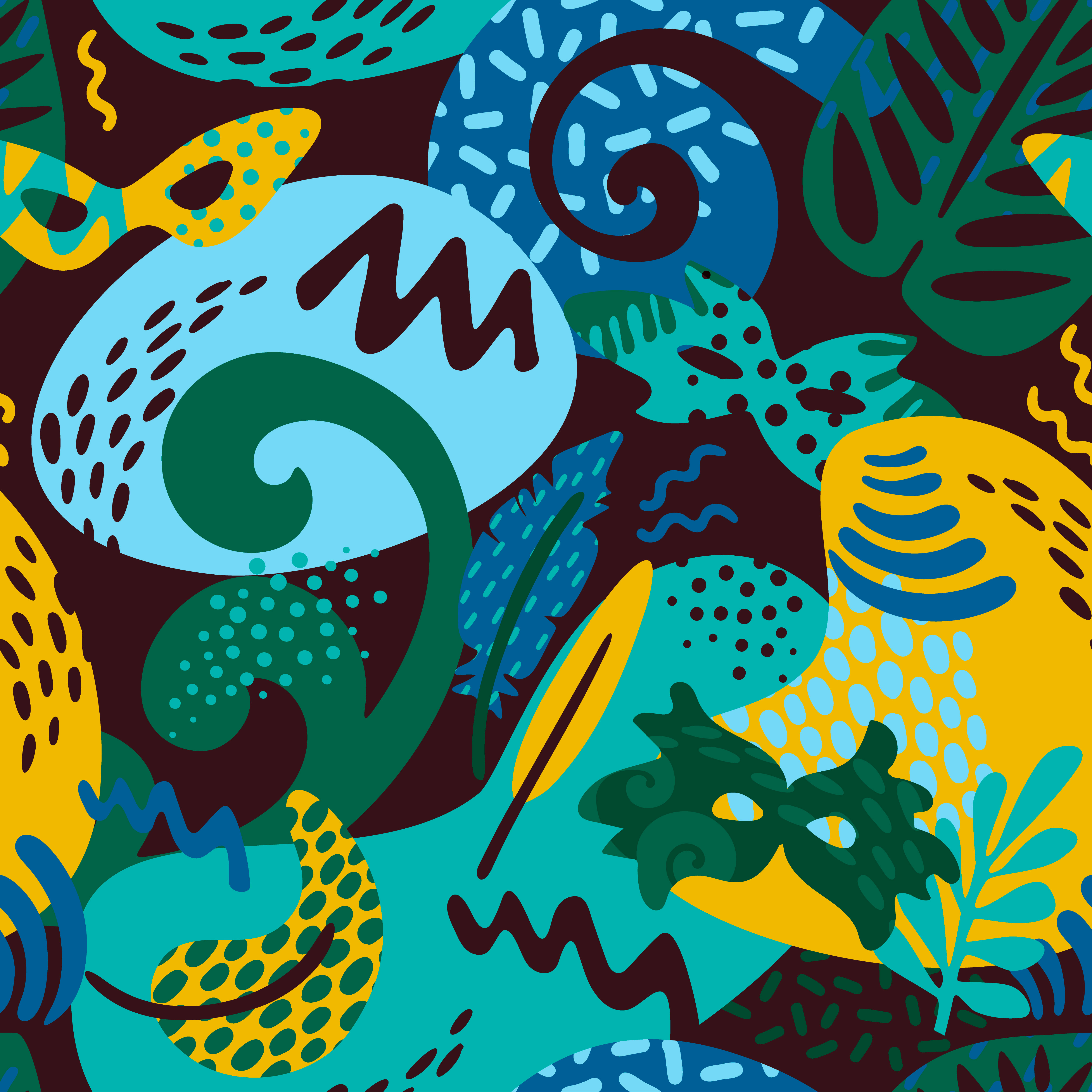 Brazil carnival. Vector seamless pattern with trendy abstract elements