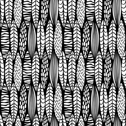Tribal seamless pattern with abstract leaves. vector
