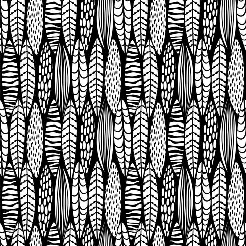 Tribal seamless pattern with abstract leaves. vector