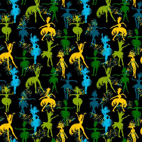 Vector seamless pattern with dancing women.